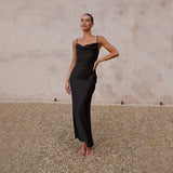 Victoire | Robe Maxi Satinée Élégante à Dos Nu