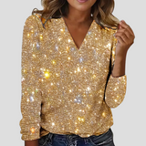 Delphine | Blouse Pailletée à Décolleté en V Élégant