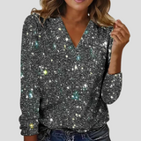 Delphine | Blouse Pailletée à Décolleté en V Élégant