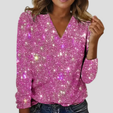 Delphine | Blouse Pailletée à Décolleté en V Élégant