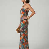 Victoire | Robe maxi vintage à col halter et silhouette ajustée