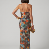 Victoire | Robe maxi vintage à col halter et silhouette ajustée