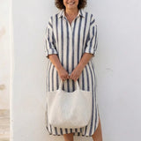 Chloé | Robe Maxi en Lin à Col Boutonné