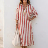 Chloé | Robe Maxi en Lin à Col Boutonné