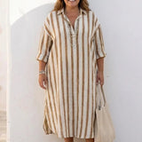 Chloé | Robe Maxi en Lin à Col Boutonné