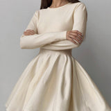 Roseline | Robe Fit-and-Flare avec Jupe Structurée et Manches Longues