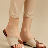 Yara | Sandales beiges avec accents en cuir