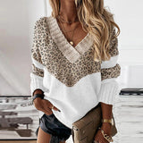Manon | Pull en tricot à col V avec motif patchwork