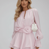 Alix | Robe Mini à Taille Fleurie et Jupe Volumineuse