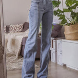 Élodie | Jean évasé taille haute à appliqué étoile