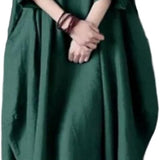 Léna | Robe Maxi en Lin à Coupe Oversized avec Manches Chauve-Souris