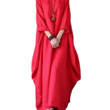 Léna | Robe Maxi en Lin à Coupe Oversized avec Manches Chauve-Souris