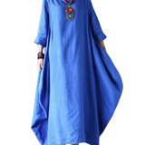 Léna | Robe Maxi en Lin à Coupe Oversized avec Manches Chauve-Souris