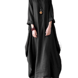 Léna | Robe Maxi en Lin à Coupe Oversized avec Manches Chauve-Souris