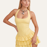 Maëlys | Robe Mini Col Halter à Volants