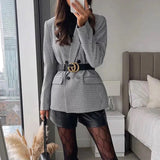 Camille | Veste à carreaux femme double boutonnage coupe élégante structurée