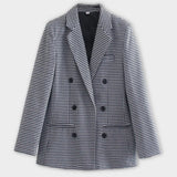 Camille | Veste à carreaux femme double boutonnage coupe élégante structurée