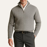 Arnaud | Pull homme à torsades avec col zippé et coupe ajustée
