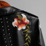 Martine | Veste en simili cuir à imprimé floral
