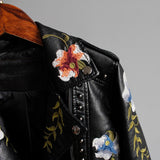Martine | Veste en simili cuir à imprimé floral