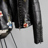 Martine | Veste en simili cuir à imprimé floral