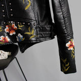 Martine | Veste en simili cuir à imprimé floral