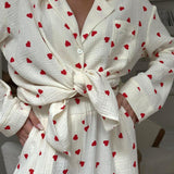 Erell | Ensemble de pyjama doux à motif cœur pour soirées confortables