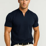 Clément | T-shirt Homme Smart Casual à Col Montant Fendu