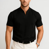 Clément | T-shirt Homme Smart Casual à Col Montant Fendu
