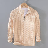 Bogdan | Pull homme en tricot à torsades avec fermeture quart de zip