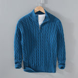 Bogdan | Pull homme en tricot à torsades avec fermeture quart de zip