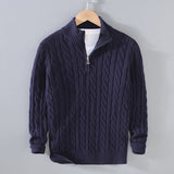 Bogdan | Pull homme en tricot à torsades avec fermeture quart de zip