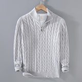 Bogdan | Pull homme en tricot à torsades avec fermeture quart de zip