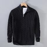 Bogdan | Pull homme en tricot à torsades avec fermeture quart de zip