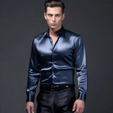 Florian | Chemise homme slim fit à manches longues et finition brillante