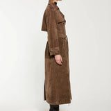 Élise | Trench en daim élégant pour femme avec ceinture à la taille