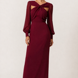 Léa | Robe midi femme à manches longues et décolleté ajouré