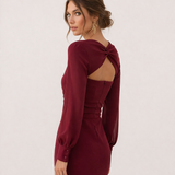 Léa | Robe midi femme à manches longues et décolleté ajouré