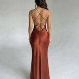 Océane | Robe Maxi à Dos Croisé et Finitions Satinées