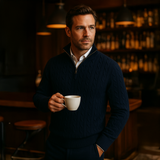 Arnaud | Pull homme à torsades avec col zippé et coupe ajustée