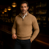 Arnaud | Pull homme à torsades avec col zippé et coupe ajustée