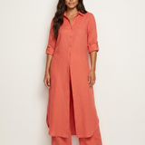 Pauline | Ensemble en lin avec blouse longue et pantalon ample