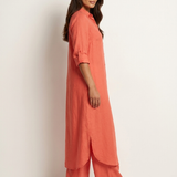 Pauline | Ensemble en lin avec blouse longue et pantalon ample