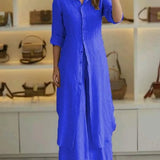 Pauline | Ensemble en lin avec blouse longue et pantalon ample