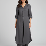 Pauline | Ensemble en lin avec blouse longue et pantalon ample