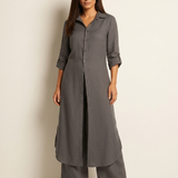 Pauline | Ensemble en lin avec blouse longue et pantalon ample