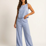 Inès | Ensemble en lin deux pièces avec pantalon ample