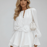 Alix | Robe Mini à Taille Fleurie et Jupe Volumineuse
