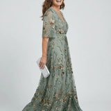Margaux | Robe Maxi Élégante à Manches Papillon et Imprimé Floral