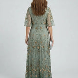 Margaux | Robe Maxi Élégante à Manches Papillon et Imprimé Floral